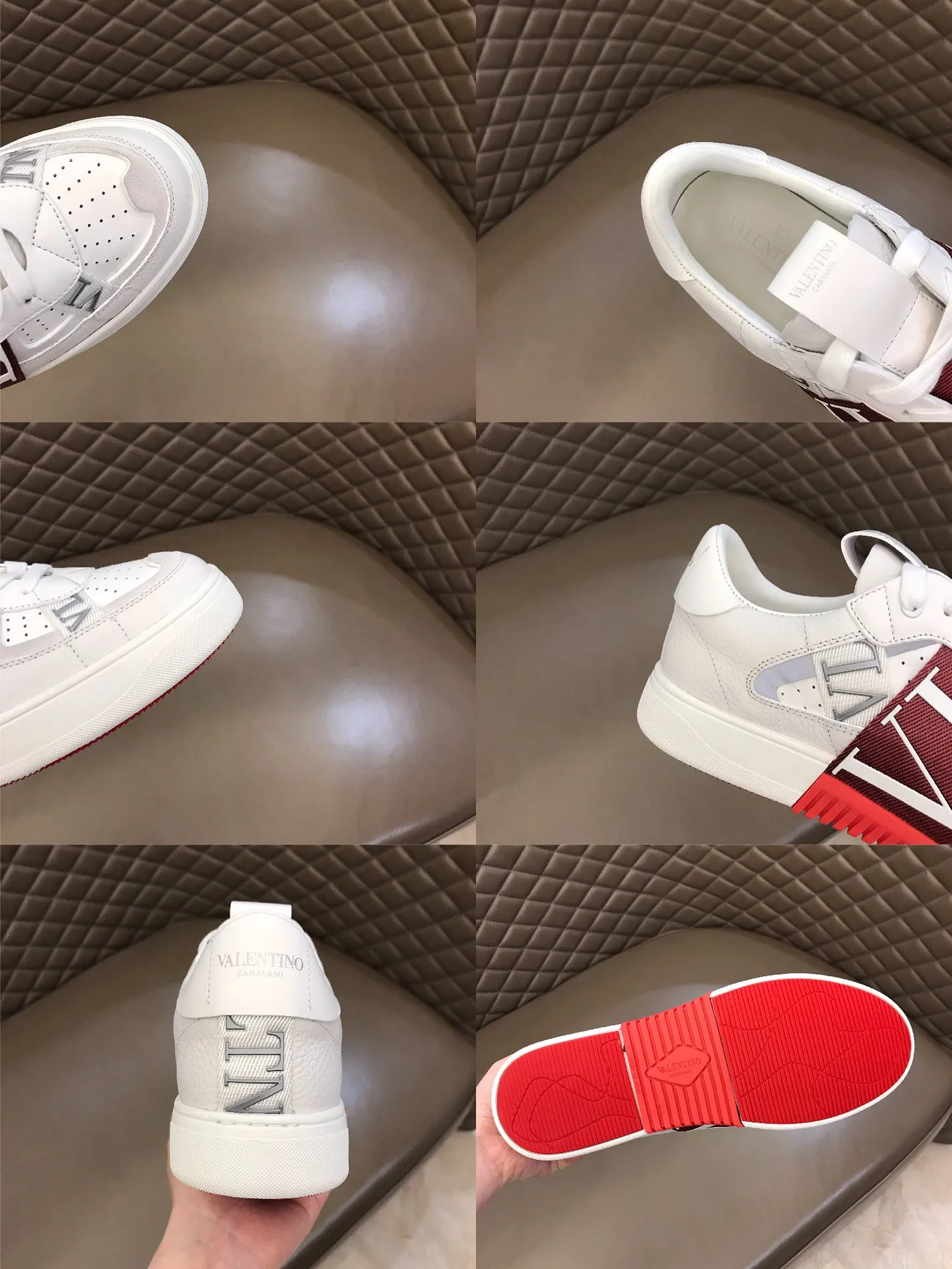 p440 "Valentin*" new spring and summer calfskin lace-up sneakers. No man should be able to refuse these shoes. The classic color scheme is so handsome! Purchase a high-precision replica of the original version to instantly sell off the market currency! 6 VLTN logo rubber effect straps - Valentino Garavani Logo printed on the back and tongue, all materials are customized to ensure quality! Size: 38-44